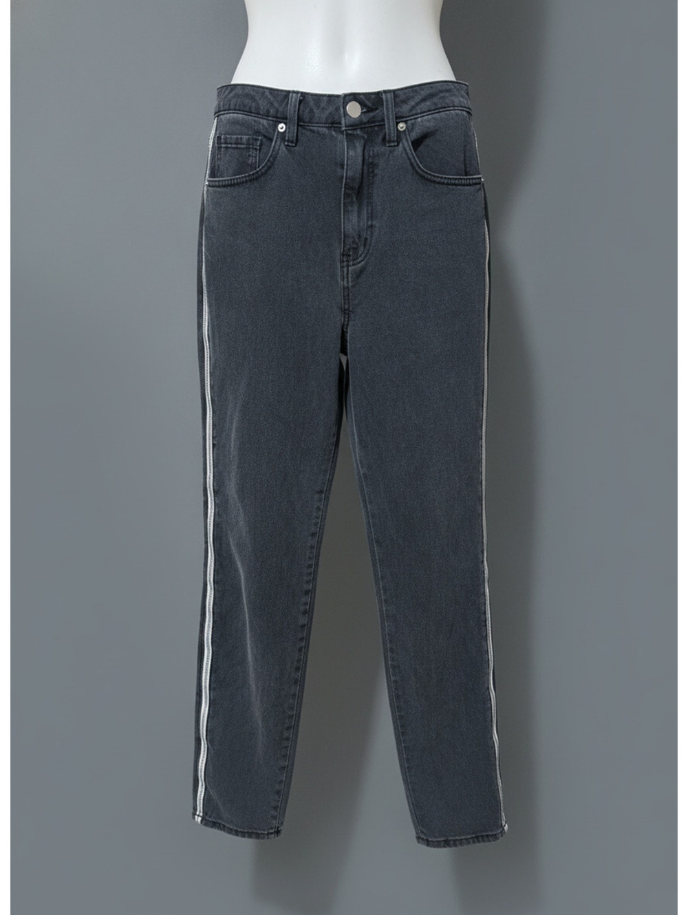 Women's Size 9 Black Cotton Jeans with Side Zipper Detail